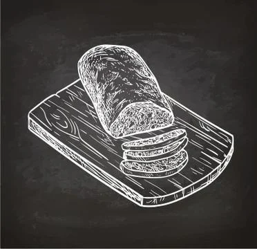 Bread sketch on chalkboard Stock Illustration