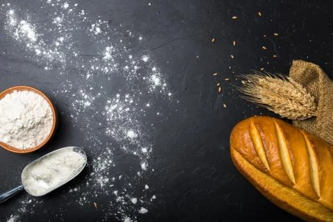 Bread on slate Foto stock