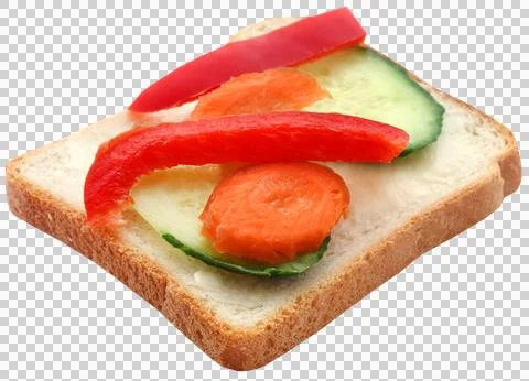 Bread slice with capsicum and other vegetables Stock Photos