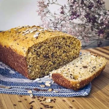 Bread Slice Cutting Tradition Whole Grain Healthy Delicious Stock Photos
