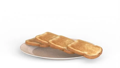 Bread slice drop reverse in plate Stock Footage 294406728
