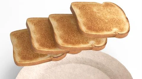 Bread slice drop reverse in plate Illustrazione stock