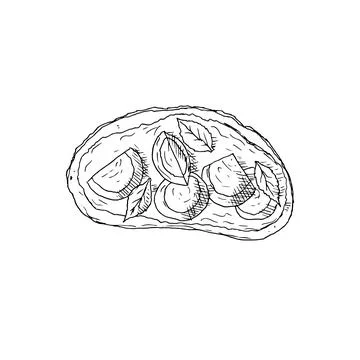 Bread slice with egg slices. Vector illustration. Isolated on white. Hand-drawn. 스톡 일러스트