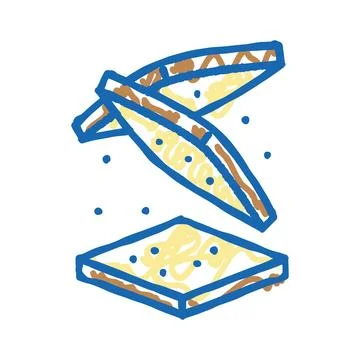 Bread slice food cut icon doodle illustration Stock Illustration