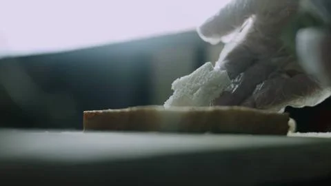 Bread slice lifted after stamping a christmas star Foto stock