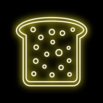 Bread slice neon glowing food icon design Illustrazione stock