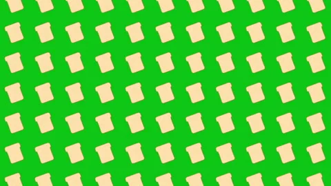 Bread slice pattern on green background Stock Footage 308930770