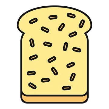 Bread slice with sprinkles for breakfast snack icon Stock Illustration