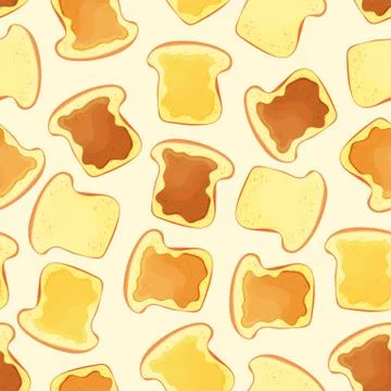 Bread slice toast with jam - seamless pattern Stock Illustration