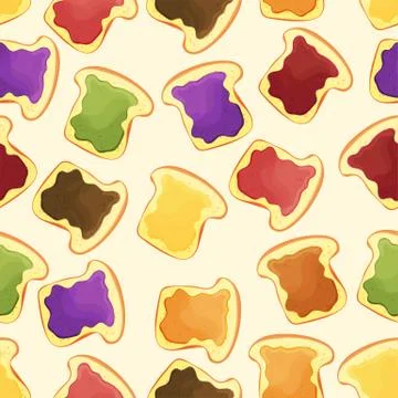 Bread slice toast with jam - seamless pattern 스톡 일러스트