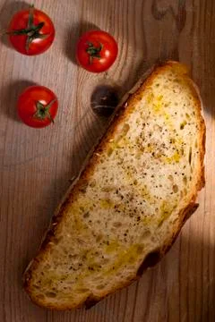 Bread Slice with Tomatoes Stock Photos