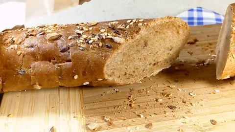 Bread, sliced, cereals Stock-Footage 76217982