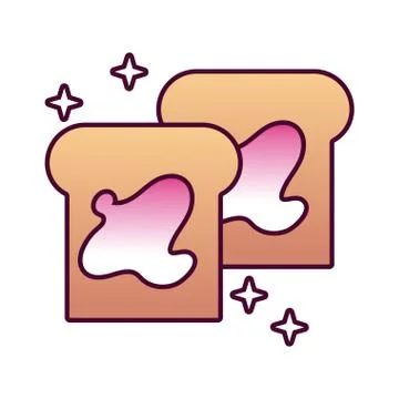 Bread sliced pastry bakery detailed style icon Stock Illustration