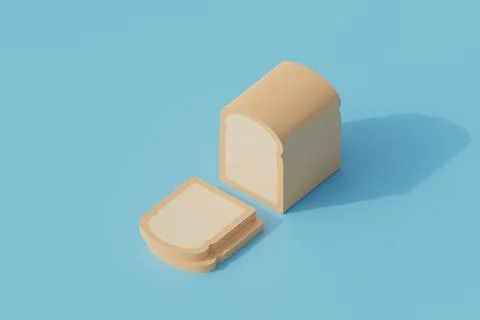 Bread sliced single isolated object. 3d render illustration 스톡 일러스트