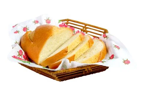 Bread sliced on a white background Stock Photos