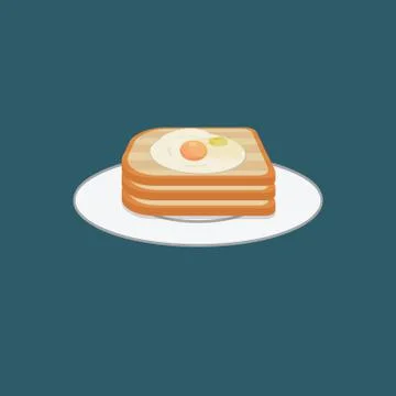 Bread slices and fried egg on a plate Stock Illustration