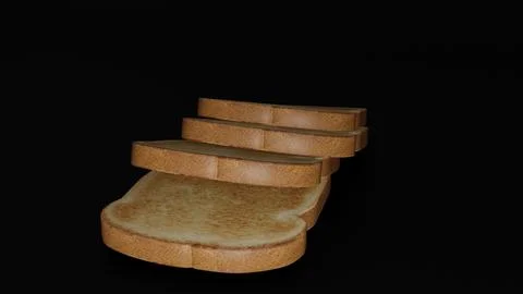 Bread Slices with black background 3 Stock Illustration