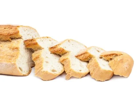 Bread slices on white background. Stock Photos