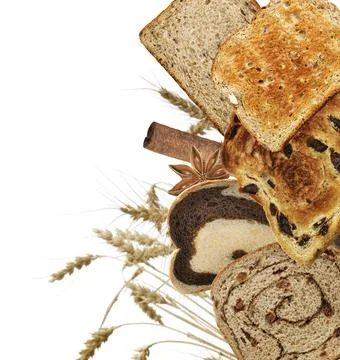 Bread Slices On White Background Stock Photos