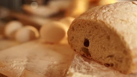 Bread in slow motion Stock Footage 72658852