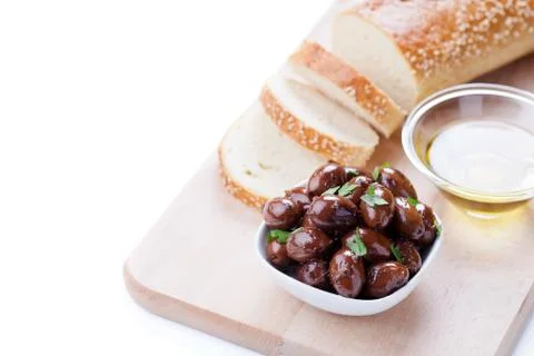Bread With Some Black Olives Stock Photos