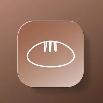 Bread square button, white outline icon on the brown color plate. Healthy Stock Illustration