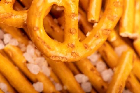 Bread sticks and bread figures with salt. Close-up Background image. Stock Photos