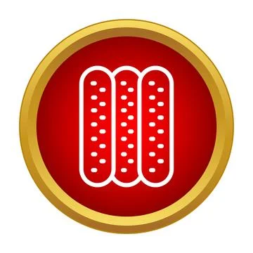 Bread sticks icon in red and gold frame Illustrazione stock