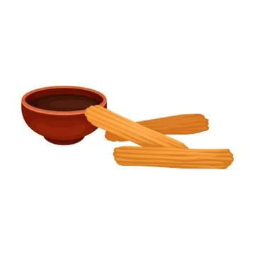 Bread sticks with sauce. Vector illustration on white background. Stock Illustration