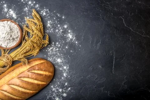 Bread on stony table Stock Photos