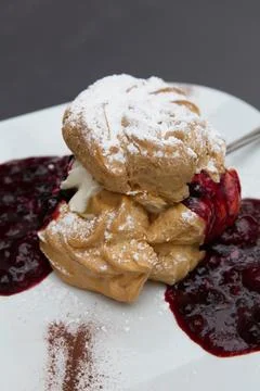 Bread, strawberry, jam, dessert, sweets, food, snack, sugar, powder, plate,.. Stock Photos