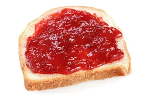 Bread with strawberry jam Stock-Fotos