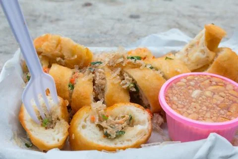 Bread stuffed with pork Stock Photos