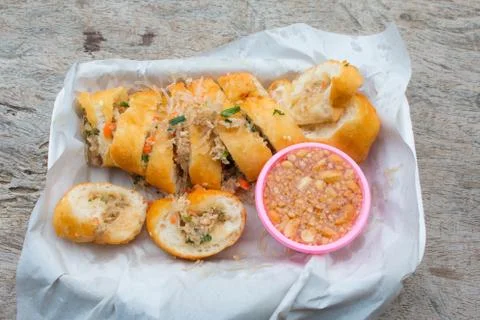 Bread stuffed with pork Stock Photos