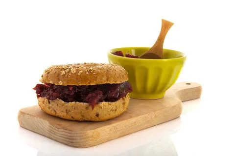 Bread with sweet jam Bread bun with sweet jam isolated over white backgrou... Stock Photos