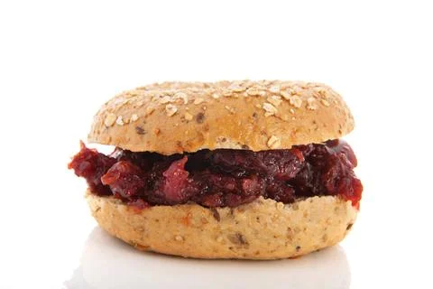Bread with sweet jam Bread bun with sweet jam isolated over white backgrou... Stock Photos