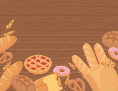 Bread on table Stock Illustration