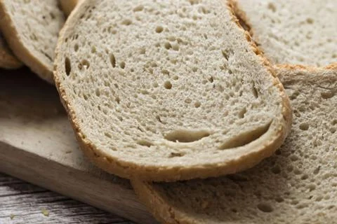 The bread is on the table. Sliced ​​and fresh Stock Photos