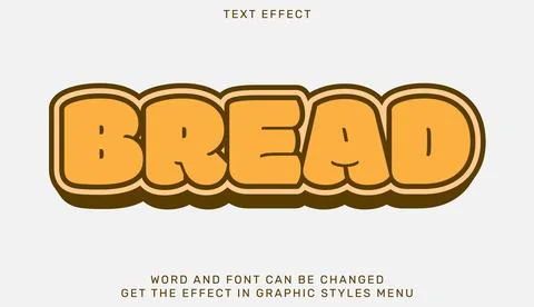Bread text effect template in 3d design Stock Illustration
