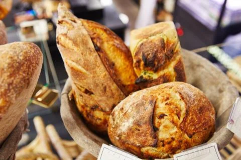 Bread texture with seeds , close up view Stock Photos