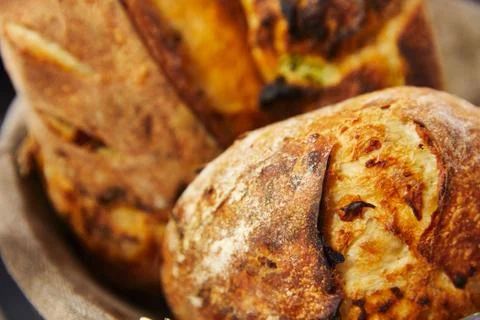 Bread texture with seeds , close up view Stock Photos