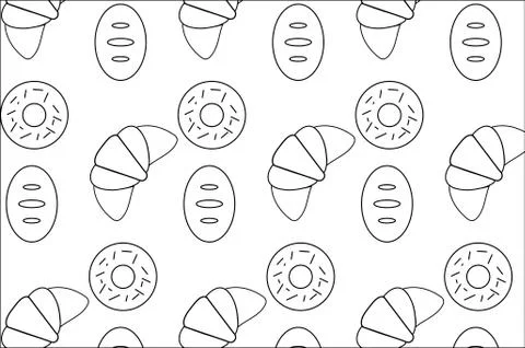 Bread thin icon pattern set Bakery collection on white background .vector Ill 库存插图