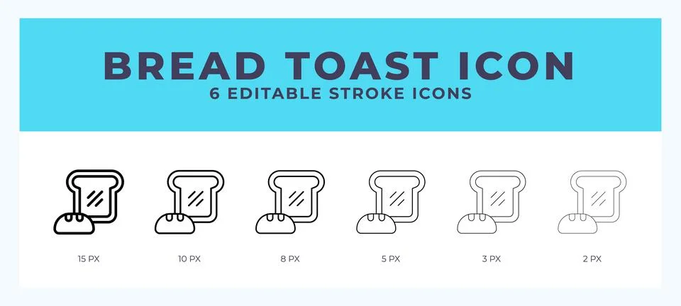 Bread toast editable line icon. Vector illustration with different stroke. Stock Illustration