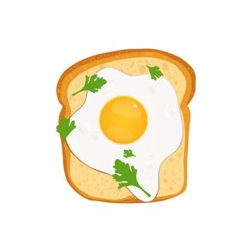 Bread toast with egg vector illustration isolated on white background Stock Illustration