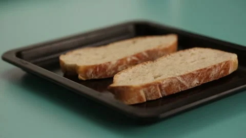 Bread toast with olive oil 2 Stock Footage 132136828