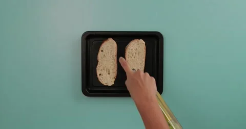 Bread toast with olive oil Video stock 132136854