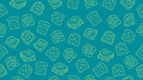 Bread toast seamless pattern background. Toast sketch wallpaper Stock Illustration
