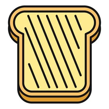 Bread toast slice breakfast vector modern outline icon 스톡 일러스트