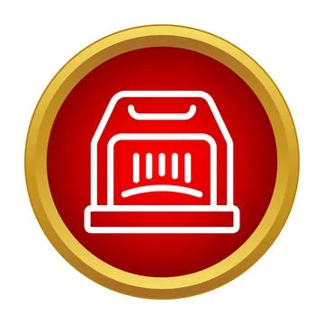 Bread toaster appliance icon on red circle background Stock Illustration