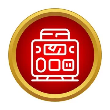 Bread toaster appliance outline on red icon Stock Illustration